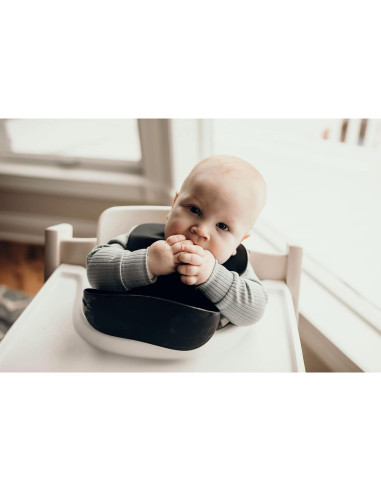 Babero de Silicona Tres Pequeños Tots Negro - Impermeable y Ajustable