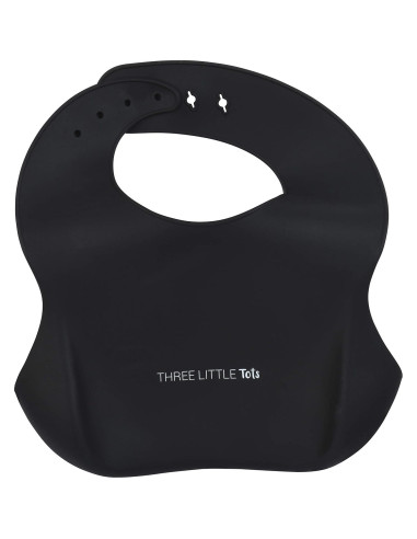 Babero de Silicona Tres Pequeños Tots Negro - Impermeable y Ajustable