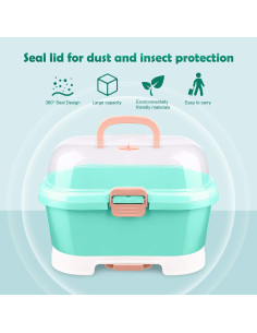 Soporte Secador de Biberones NiHome Verde Teal con Tapa 2