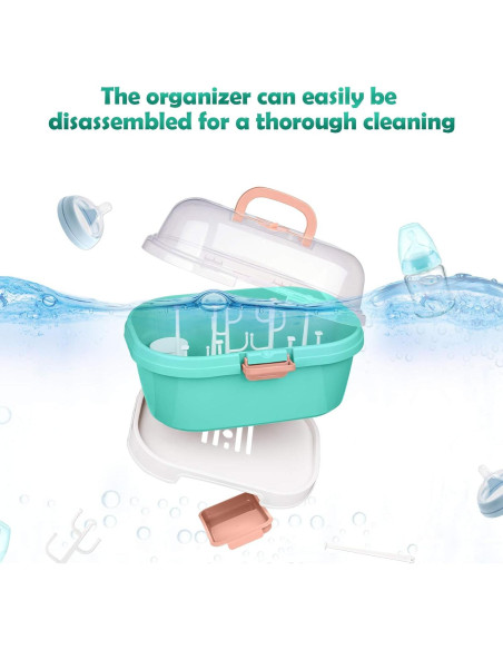 Soporte Secador de Biberones NiHome Verde Teal con Tapa