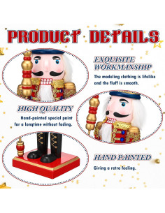 Cascanueces de Madera Karenhi 38 cm Rey Clásico Decoración Navideña 2