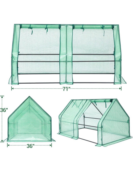 Invernadero Mini Portátil Ohuhu 1.8m x 0.9m con 2 Puertas