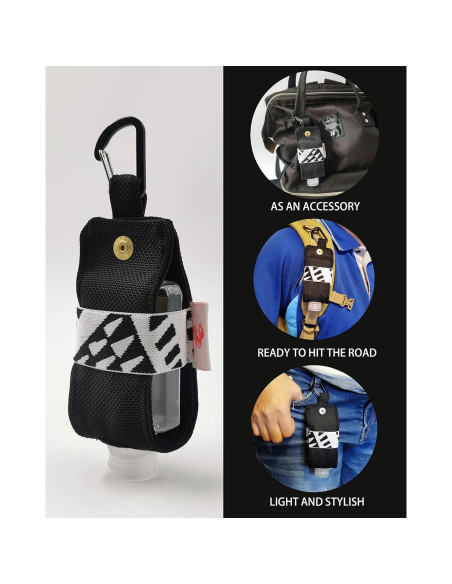 Porta Gel Antibacterial SUCHI Mini Nylon 2 oz Oliver y Negro