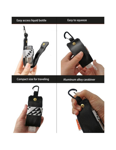 Porta Gel Antibacterial SUCHI Mini Nylon 2 oz Oliver y Negro