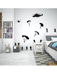 Adhesivo de Pared ZzMY Helicóptero con Soldados Paracaidistas 2