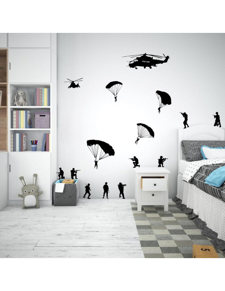 Adhesivo de Pared ZzMY Helicóptero con Soldados Paracaidistas
