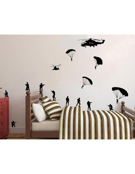 Adhesivo de Pared ZzMY Helicóptero con Soldados Paracaidistas