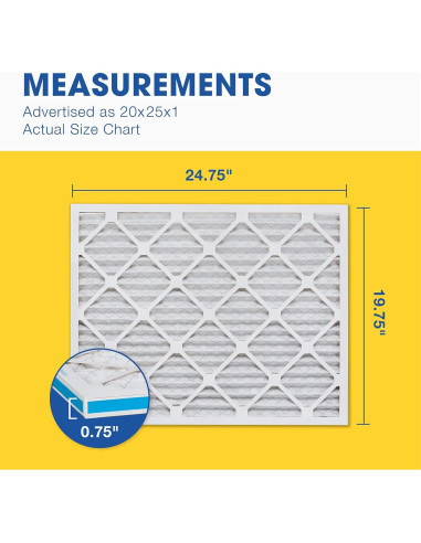 Filtros de Aire Plisados Aerostar 20x25x1 MERV 8 - Paquete de 4
