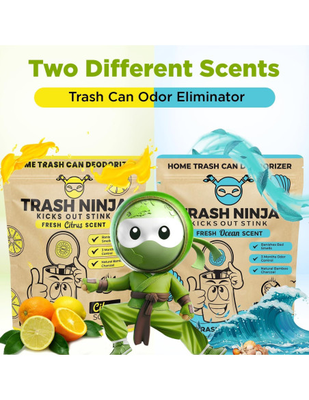 Ambientador de Cubo de Basura Trash Ninja - Cítricos, 2 Unidades