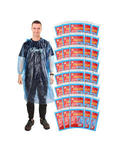 Paquete de 40 Ponchos de Lluvia Desechables Tarpop Azul