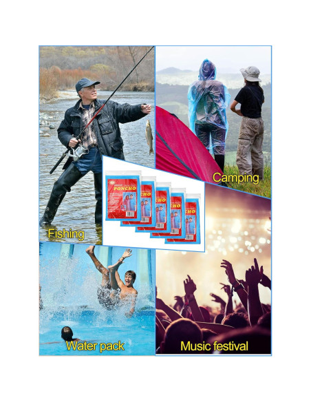 Paquete de 40 Ponchos de Lluvia Desechables Tarpop Azul