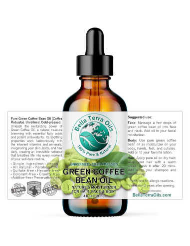 Aceite de Grano de Café Verde Bella Terra - 118 ml - Prensado en Frío