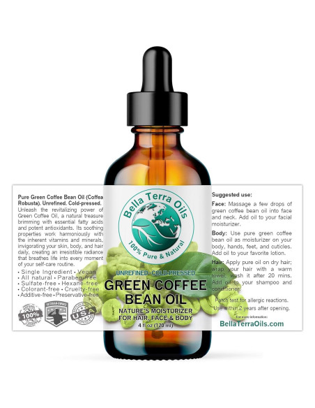 Aceite de Grano de Café Verde Bella Terra - 118 ml - Prensado en Frío