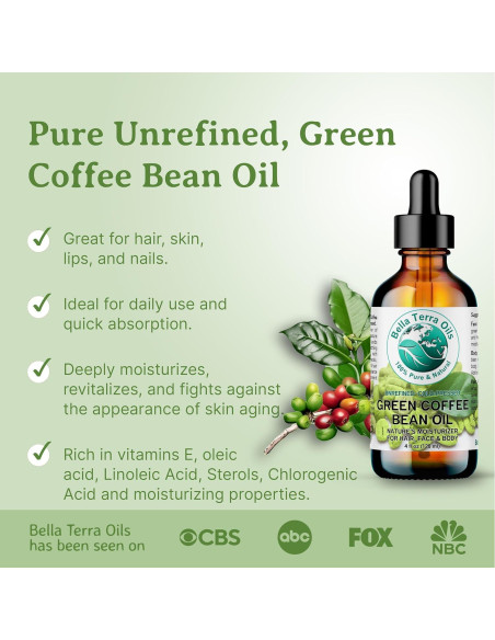 Aceite de Grano de Café Verde Bella Terra - 118 ml - Prensado en Frío