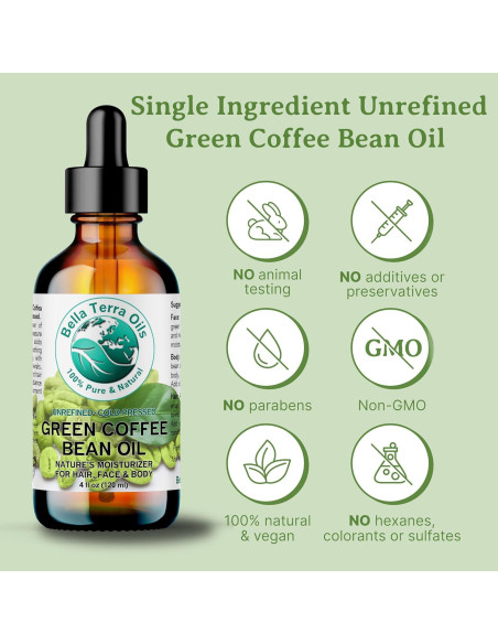 Aceite de Grano de Café Verde Bella Terra - 118 ml - Prensado en Frío