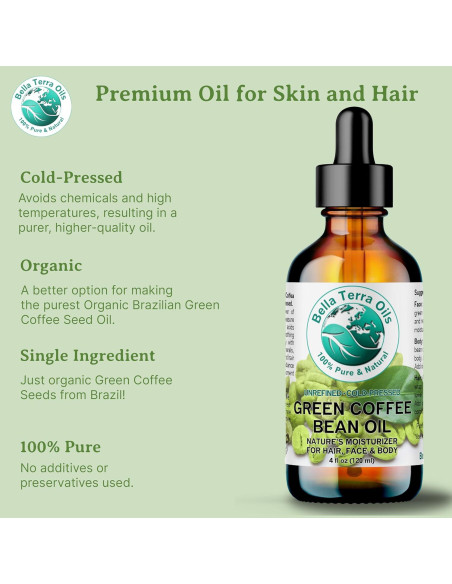 Aceite de Grano de Café Verde Bella Terra - 118 ml - Prensado en Frío