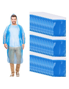Ponchos de Lluvia Desechables Handepo 100 Unidades Adultos Azul