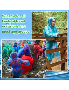 Ponchos de Lluvia Desechables Handepo 100 Unidades Adultos Azul 2