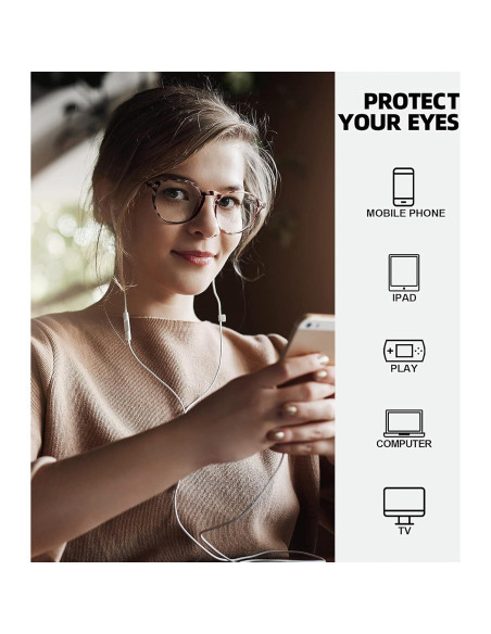 Gafas Anti Fatiga QALLY para Mujeres - Bloqueo Luz Azul Redondas