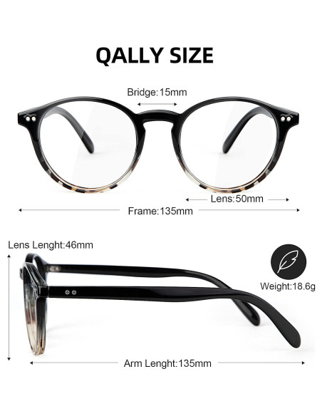 Gafas Anti Fatiga QALLY para Mujeres - Bloqueo Luz Azul Redondas