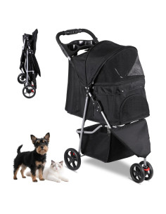 Carrito Plegable para Mascotas Pet Republic Negro 15kg
