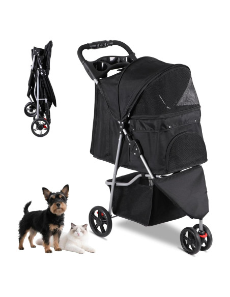 Carrito Plegable para Mascotas Pet Republic Negro 15kg