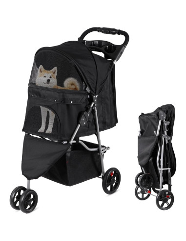 Carrito Plegable para Mascotas Pet Republic Negro 15kg