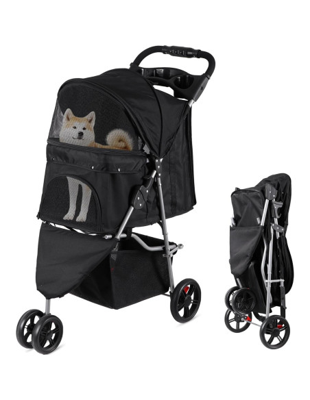 Carrito Plegable para Mascotas Pet Republic Negro 15kg