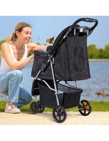Carrito Plegable para Mascotas Pet Republic Negro 15kg