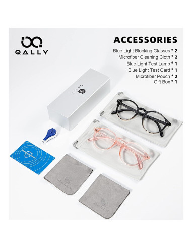 Gafas Anti Fatiga QALLY para Mujeres - Bloqueo Luz Azul Redondas