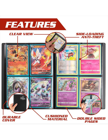 Álbum de Cartas Coleccionables Monster Protectors - Azul Mate - 9 Bolsillos