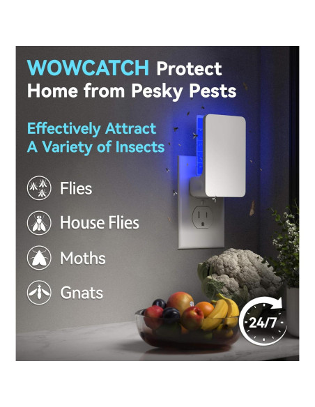 Trampa de Insectos Voladores WowCatch con Luz UV y Adhesivo Doble Cara
