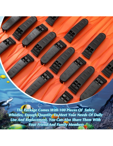 100 Silbatos de Emergencia Sotiff con Cordón Negro 120 dB