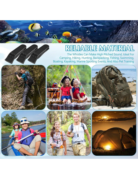 100 Silbatos de Emergencia Sotiff con Cordón Negro 120 dB