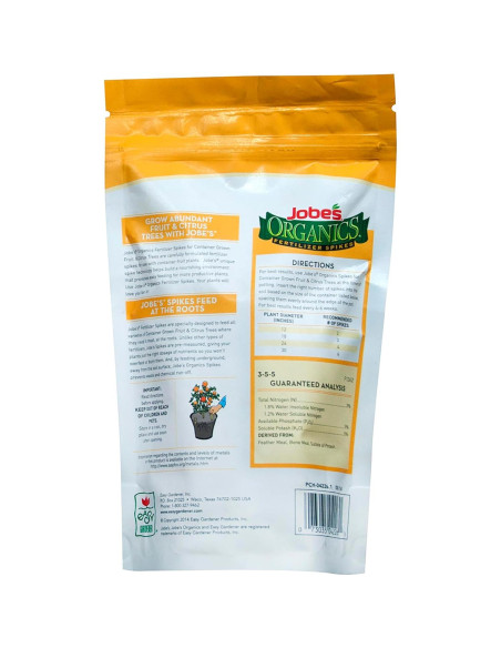 Picos de Fertilizante Orgánico Jobe's para Frutas y Cítricos - 6 Unidades