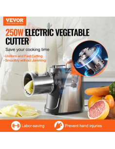 Cortador Eléctrico de Verduras VEVOR 250W 5 en 1 Acero Inoxidable 2