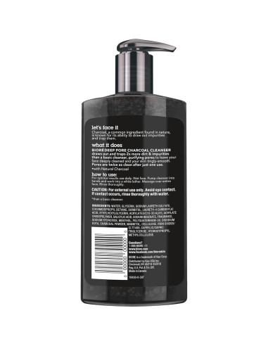 Limpiador Facial de Carbón Bioré 191 ml - Piel Limpia y Suave