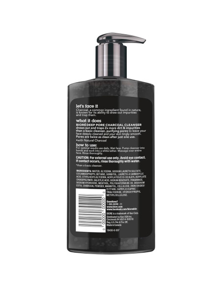 Limpiador Facial de Carbón Bioré 191 ml - Piel Limpia y Suave