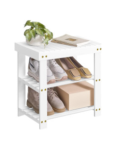 Banco para Zapatos SONGMICS de Bambú 3 Niveles Blanco Nube