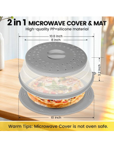 Cubierta de Microondas 2 en 1 CasaCulina Gris 25.4 cm 2
