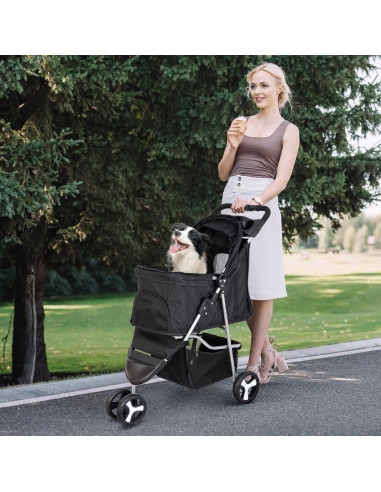 Carrito para Mascotas Epetlover 3 Ruedas Negro 15 kg