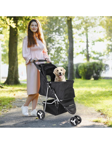 Carrito para Mascotas Epetlover 3 Ruedas Negro 15 kg