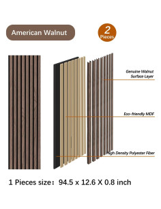 Paneles Acústicos de Madera ARMURO 2 Pcs 240x32 cm Nogal Natural 2