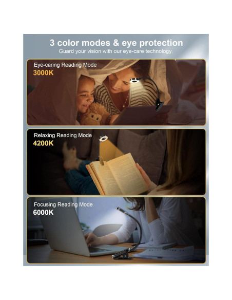 Luz de Libro LED Recargable Enclize con 3 Temperaturas de Color