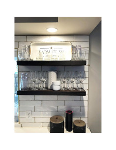 Estantes Flotantes de Madera Rústica Antigüedades de Joel 61x25.4x5.1 cm Negro 2