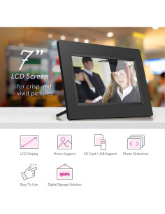 Marco de Fotos Digital Aluratek 7" LCD 1024x600 USB SD 2