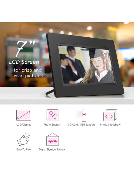 Marco de Fotos Digital Aluratek 7" LCD 1024x600 USB SD