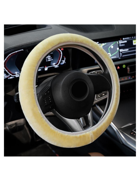 Cubierta de Volante de Auto Suvnie Fluffy Beige 35-40 cm