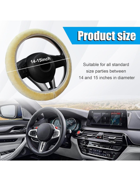 Cubierta de Volante de Auto Suvnie Fluffy Beige 35-40 cm