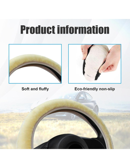 Cubierta de Volante de Auto Suvnie Fluffy Beige 35-40 cm